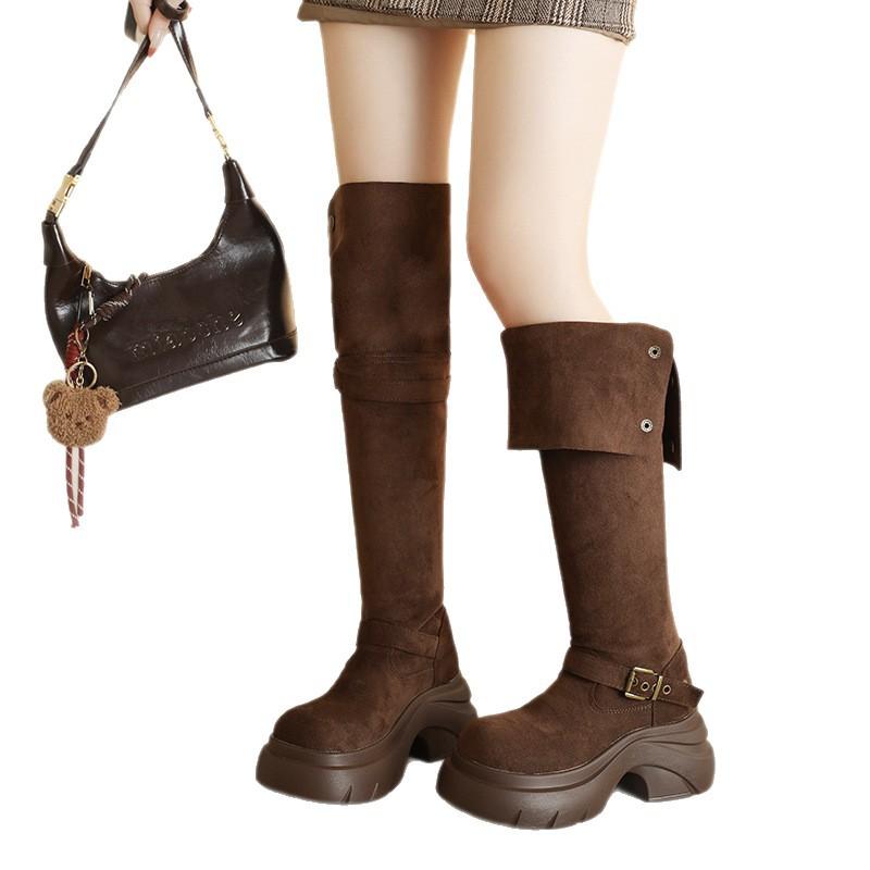 Autumn and Winter Temperament New Small Over-the-knee Thick-soled Boots Women's Long Boots 2025 Thin Tall Knight Boots
