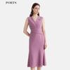 Elegant Pleated Cinch-Waist Midi Dress