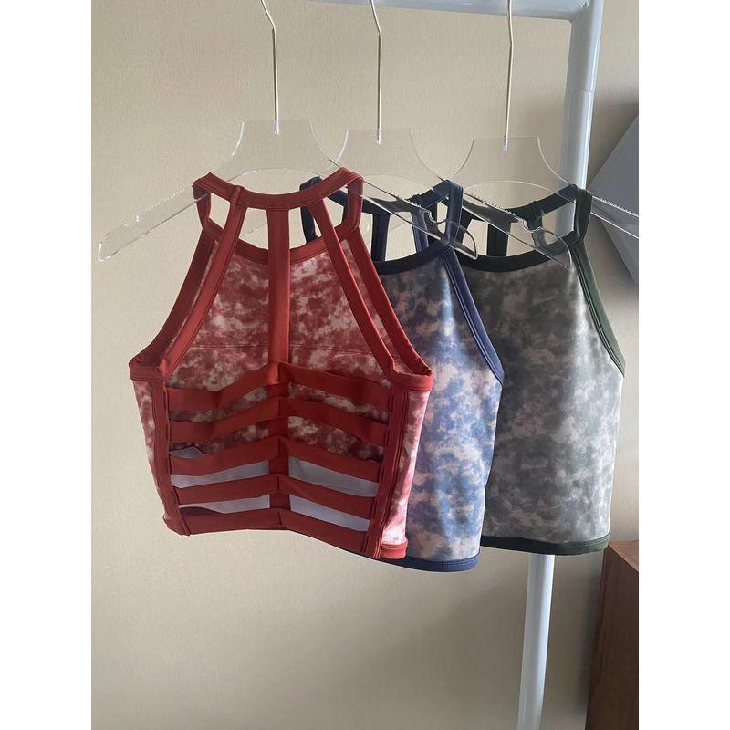 With Chest Pad Export Tie-Dye Hollow-out Beauty Back Yoga Clothes Vest-Style Running Shockproof Sports Intimates Gym Top