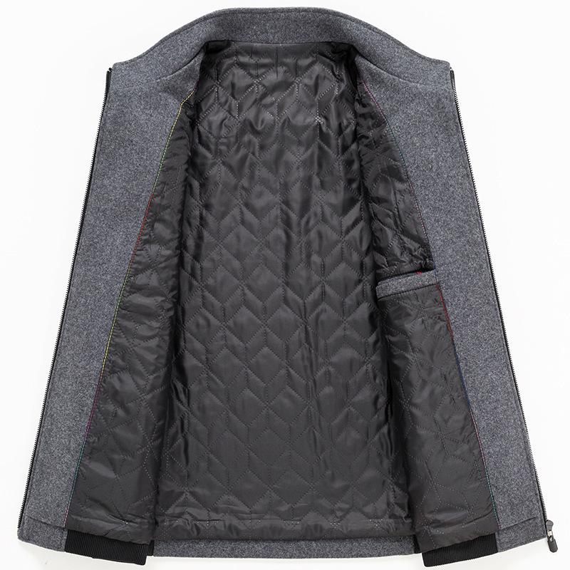 Autumn and Winter Woolen Men's Jacket Middle-aged Men's Woolen Jacket Short Stand-up Collar Jacket Casual Business Men's Clothing