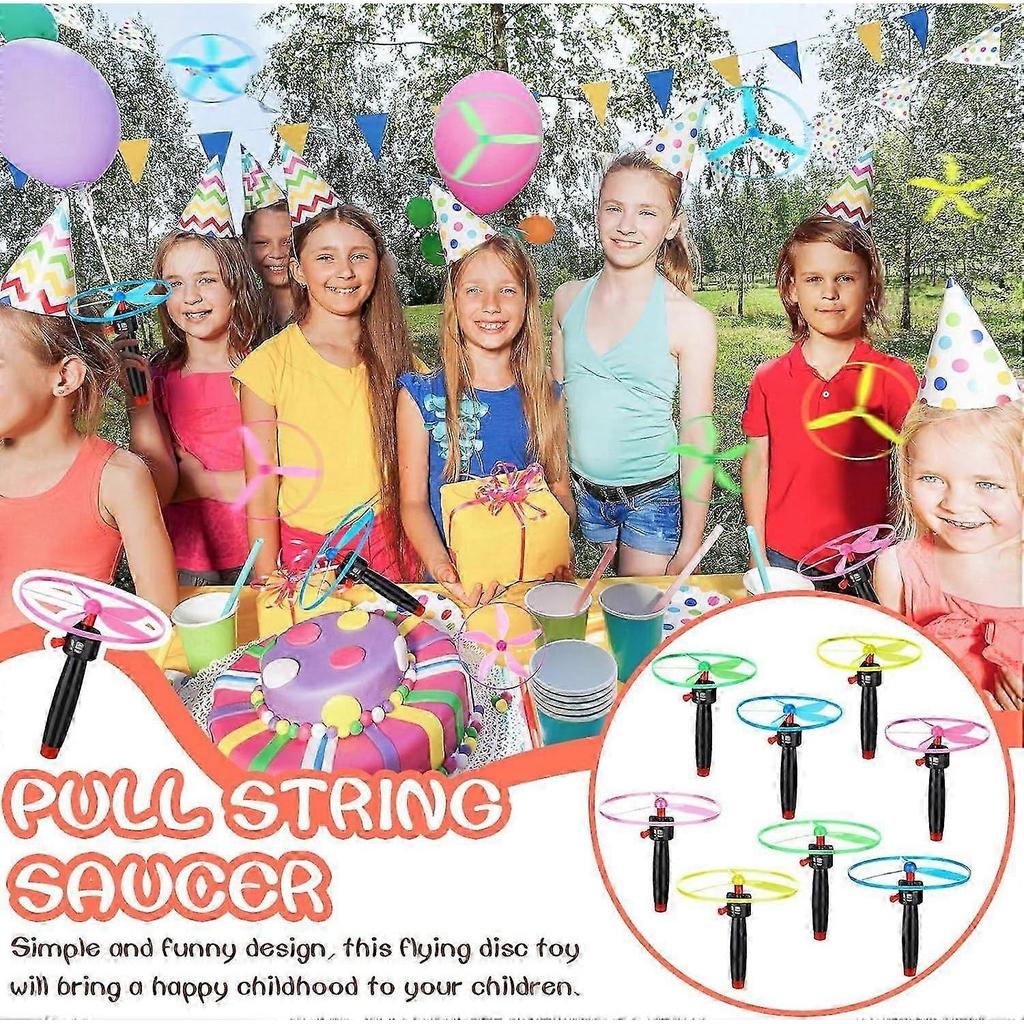 12-Piece Flying Saucer Toy Set with 4 String Launchers for Kids' Outdoor Play In Britain