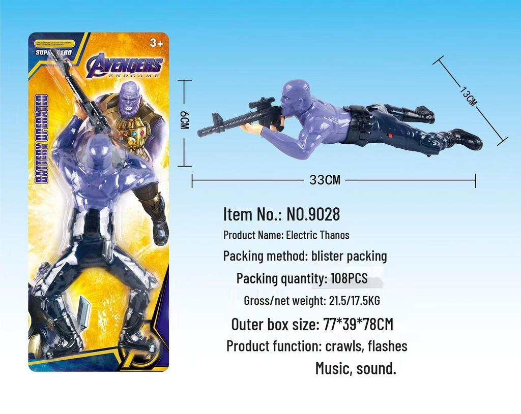 Electric Crawling Captain America & Spider-Man Toy: Lights, Sounds, Music Simulation