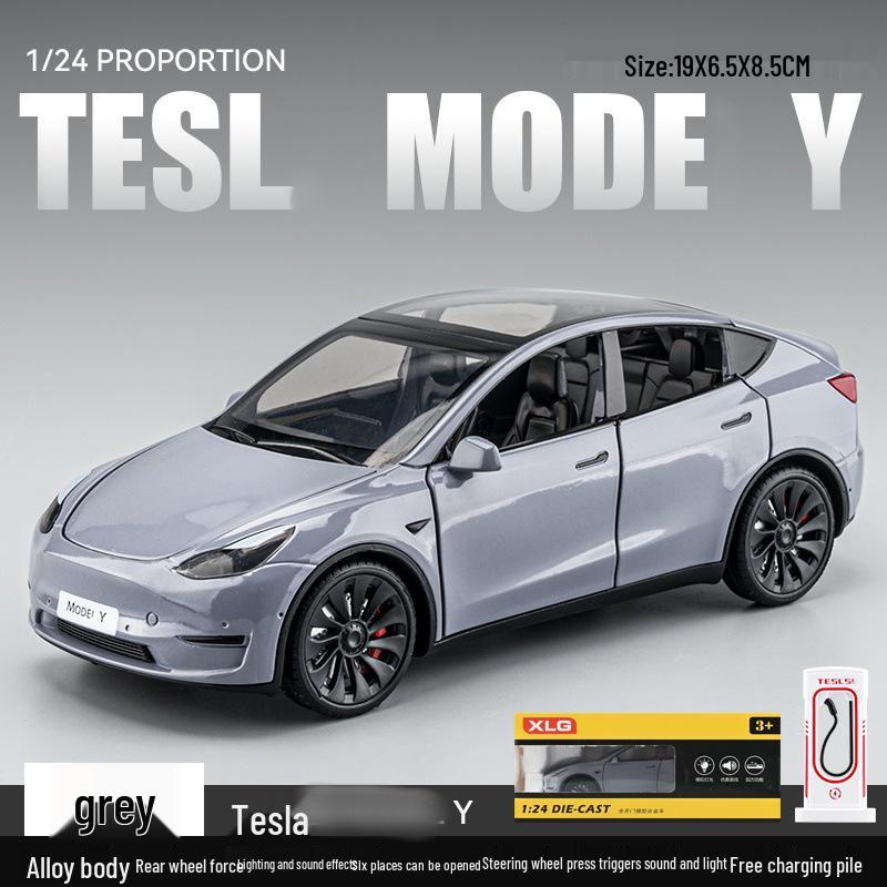 XLG1:24 Tesla Model Y Alloy Car Simulation Sedan Ornament Toy for Children.