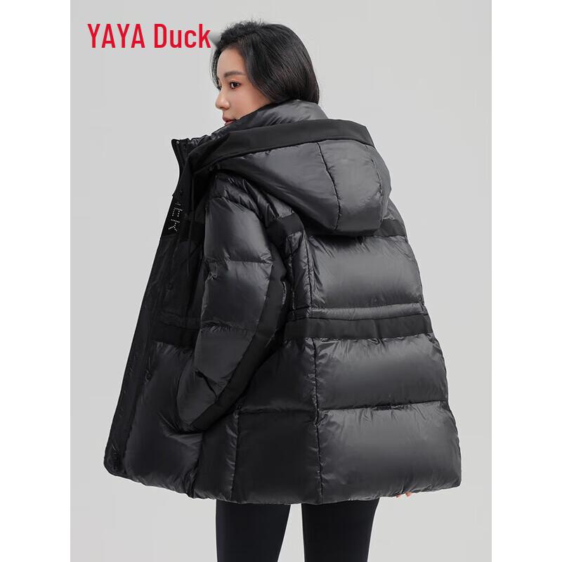 YAYA Women's Hooded Cinch-Waist Thick Warm Down Jacket