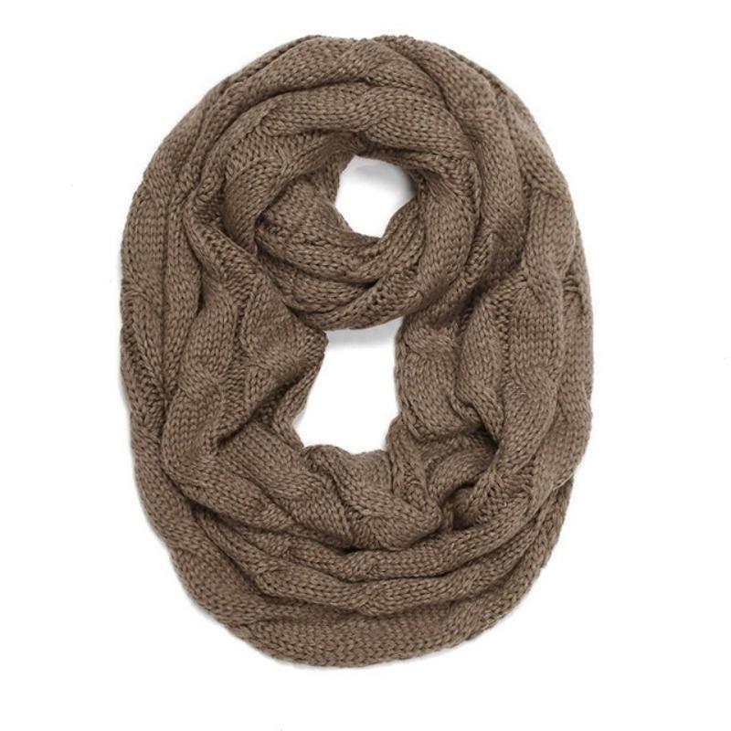 

Новый женский однотонный шерстяной шарф-снуд с косами, зимний утеплитель для шеи, воротник-хомут, круглые шарфы One Size хаки