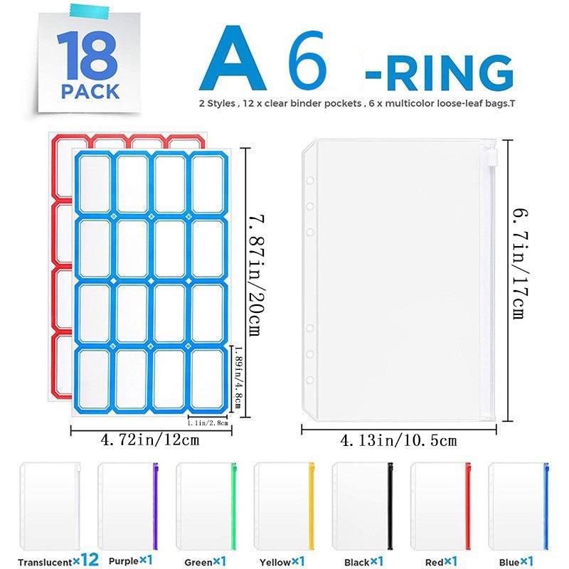A6 Frosted PVC Zipper Bag for Loose-Leaf Notebooks