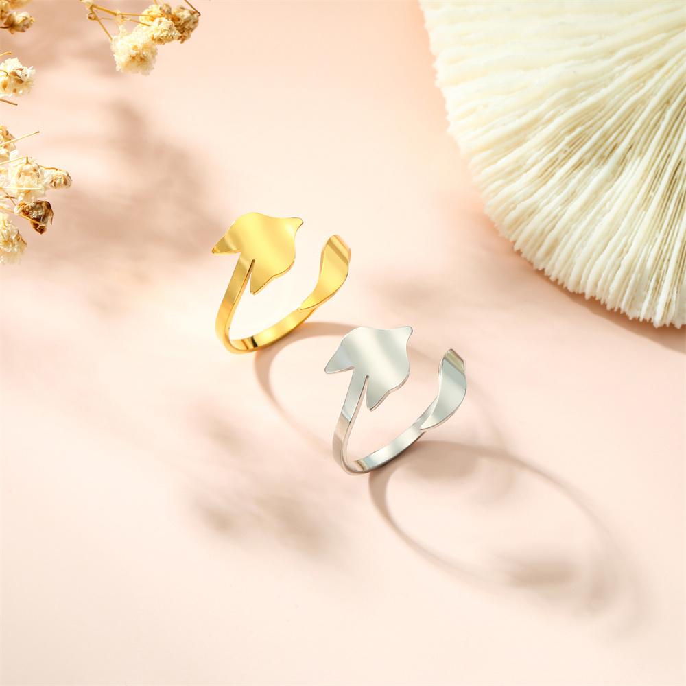 My Shape Fox Tail Open Rings for Women Men Stainless Steel Adjustable Finger Rings Wise Animal Good Luck Jewelry Gifts Wholesale
