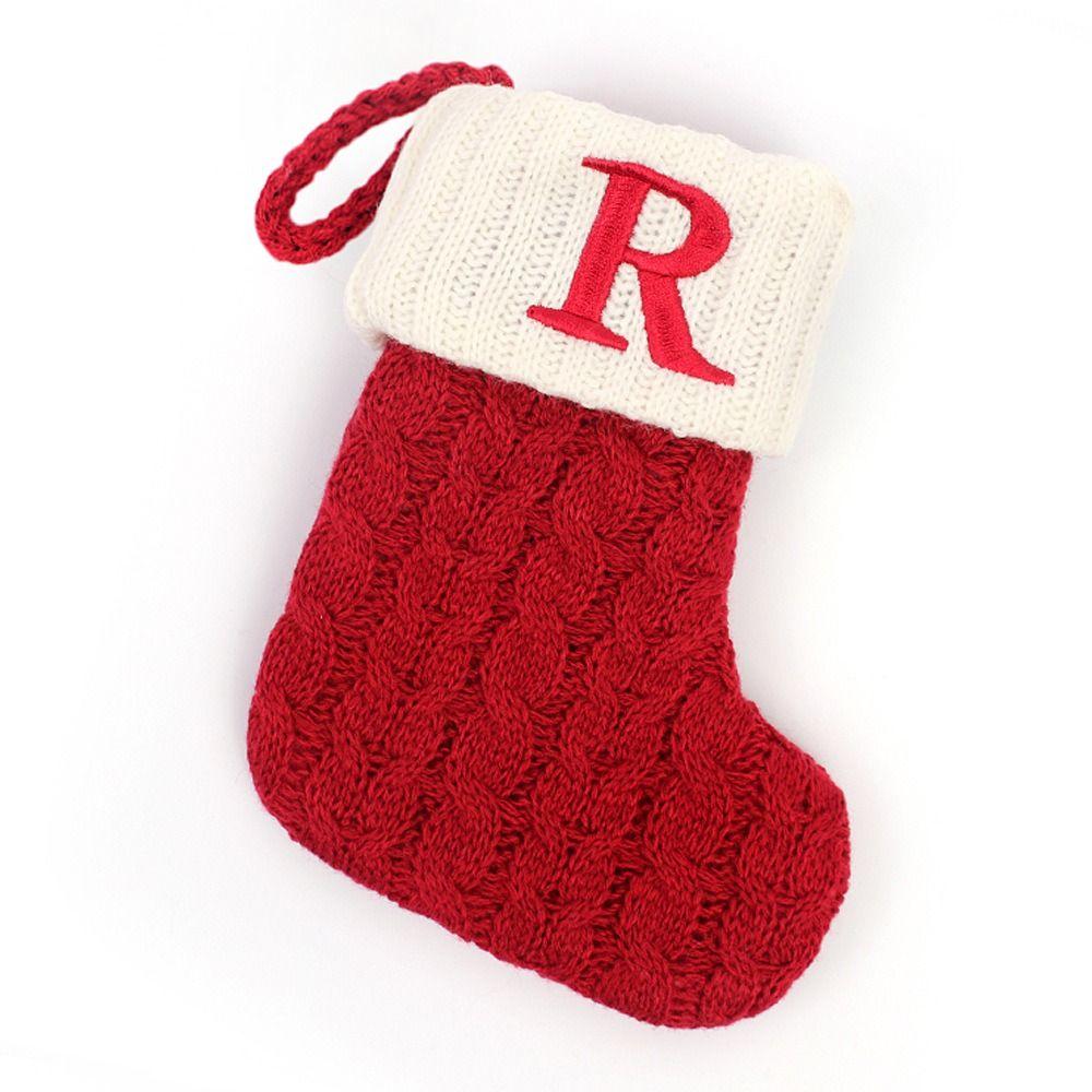 With Red Letter Knitting Stockings Yarn Hanging Ornament Christmas Socks  Xmas