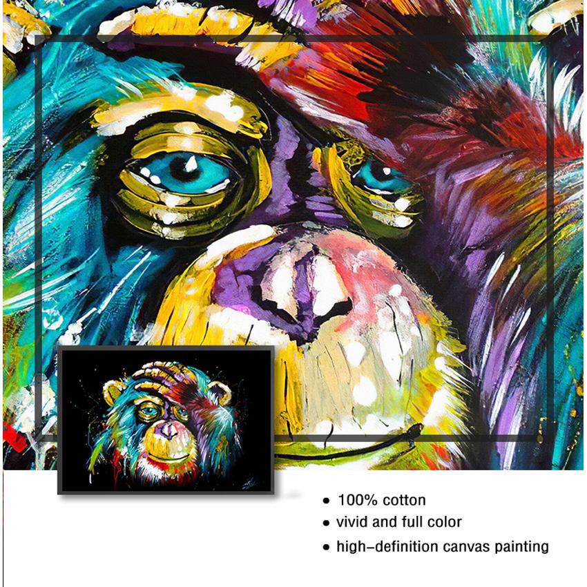 Graffiti Cute Monkey Canvas Painting Colorful Printed Poster and Prints Painting Wall Pictures For Living Room Home Decorations
