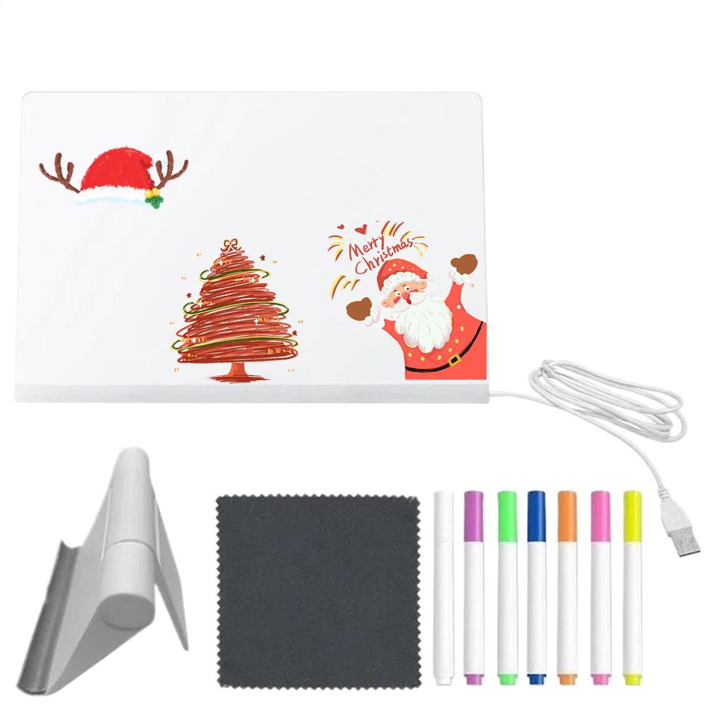 Light Up LED Doodle Board Acrylic Drawing Board With 7 Quick-Drying Pens Luminous Writing Pad For Kindergarten Schools 30x20cm