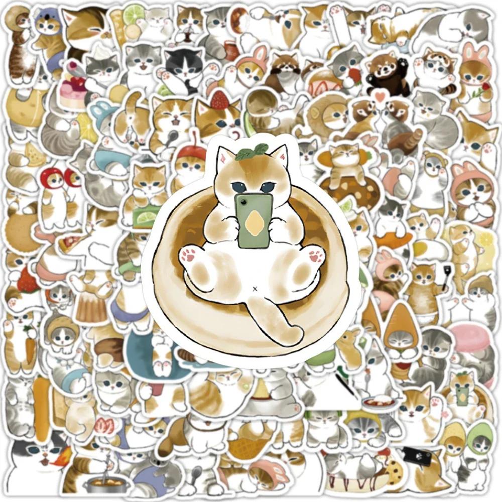 100Pcs Cute Cat Cartoon Stickers Kawaii Animal Decals Laptop Skateboard Suitcase Guitar Phone Cartoon Sticker Kid Gift Toys