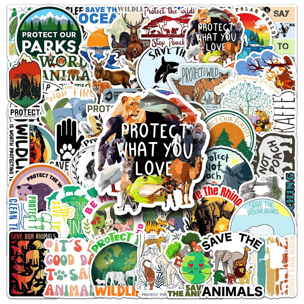 50 Pieces of Protected Wild Animals Graffiti Stickers Personalized Logo Slogans Decorative Mobile Phone Case Suitcase Stickers