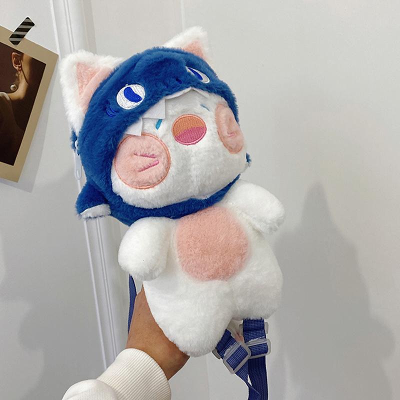 

Мультяшный Милый Кот-Акула Плюшевая Игрушка Кукла Сумка Двойной Плечевой Наклонный Кросс-Боди