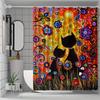 Vibrant Cat and Flowers Waterproof Mildew-Resistant Shower Curtain - Colorful Artistic Design for a Playful Bathroom Décor