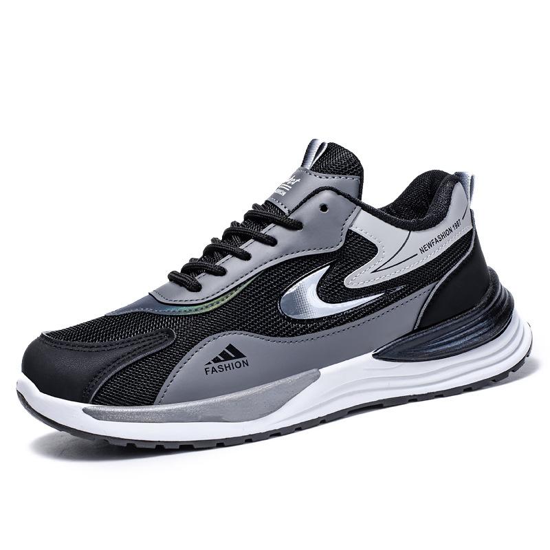 

Men s shoes fashion versatile sports and leisure trendy shoes men s mesh work travel shoes spring soft-soled running shoes 39 черный серый