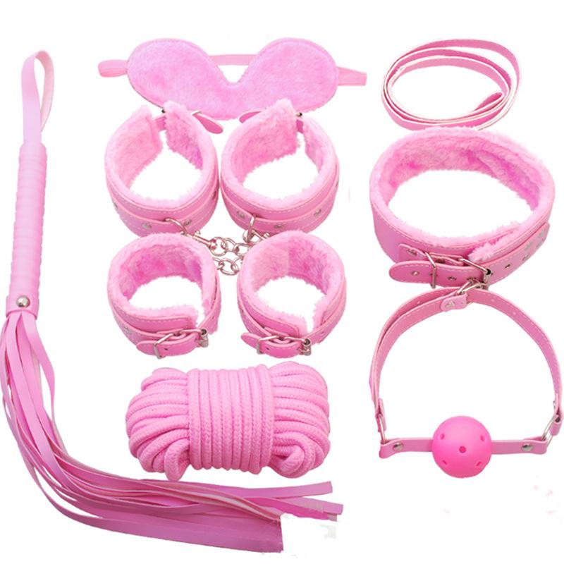 7-Piece Plush Leather Bondage Set for Couples' Flirting