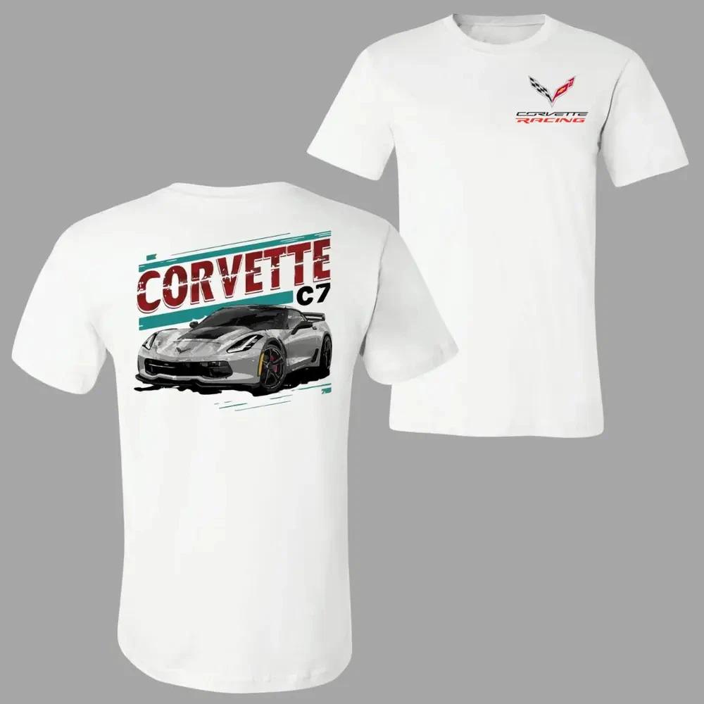 Maglietta Corvette C7, T-shirt Grafica Auto Sportiva Classica 2 Lati con Logo Corvette
