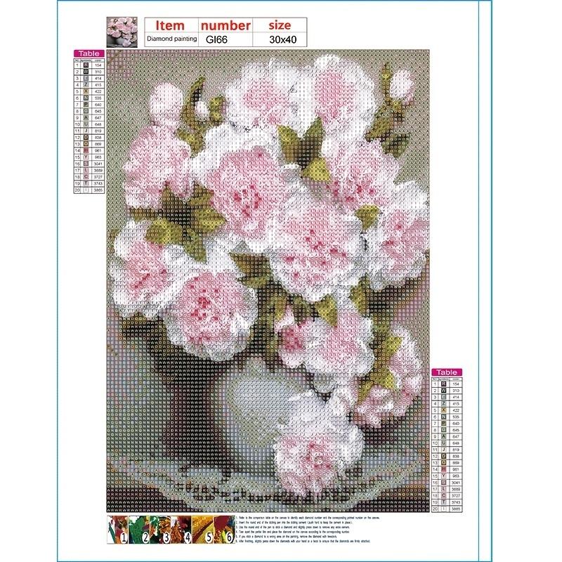 5D Diy Diamond Painting Lush red flowers Cross Stitch Set Full Diamond Embroidery Mosaic Art Picture of Rhinestones Decor Gift