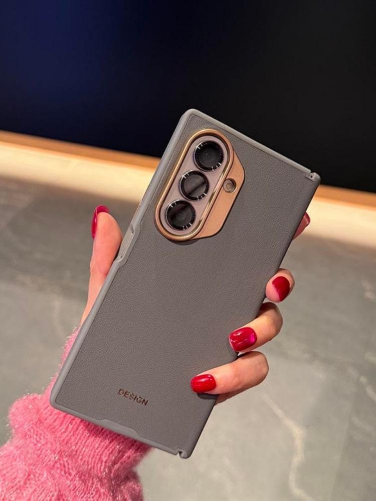case for Samsung Z FOLD 7 6 5 Axle hinge protection Vegan leather anti-drop case magnetic attraction full coverage Tough shell Galaxy Z Fold7 серый