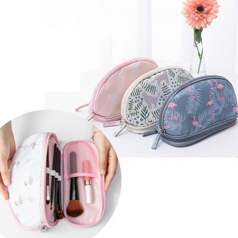 Fashion Storage Bags Flamingo Double-layer Printed Travel Waterproof Cosmetic Bag Women Portable Makeup Bags Accessories