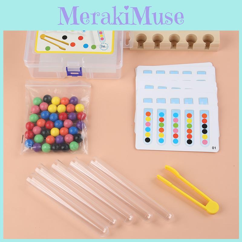 Test Wooden Clip Beads Color Cognition Puzzle Toy For Preschoolers