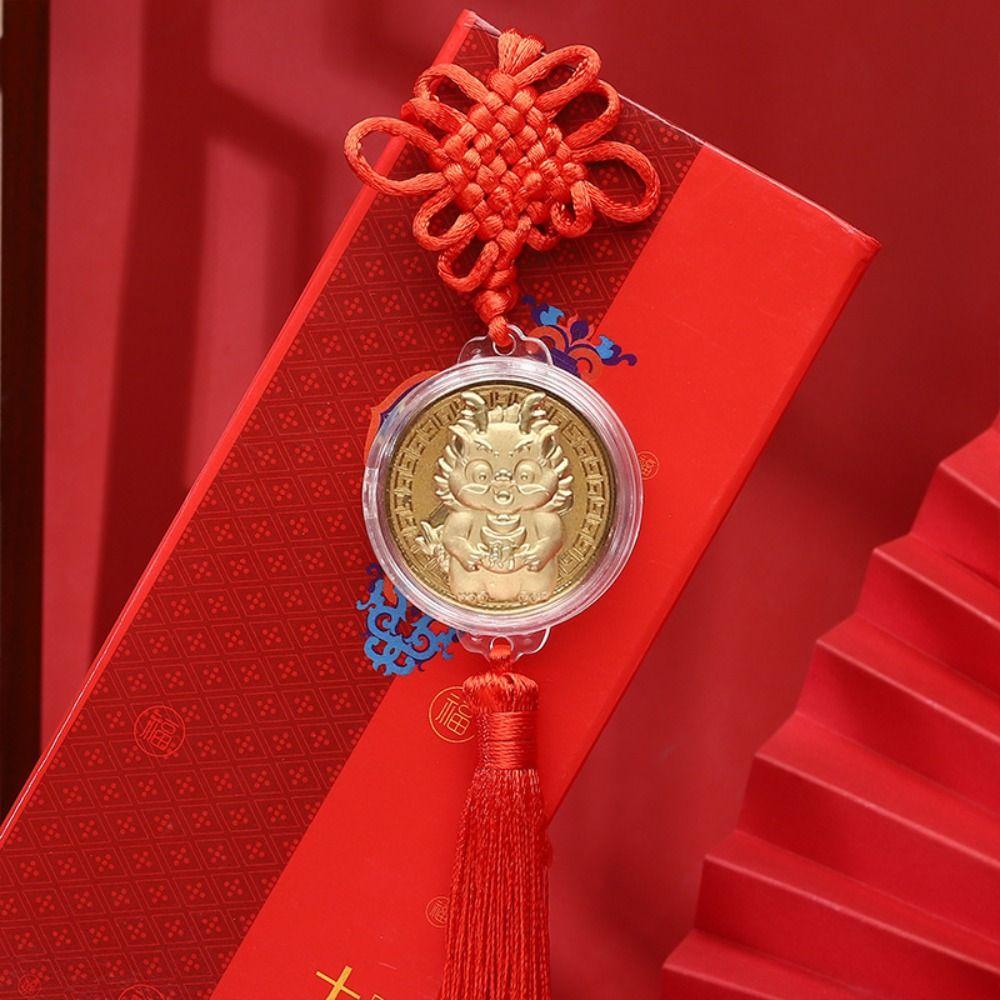 Chinese Knot Zodiac Dragon Pendant Commemorative Coin Chinese Dragon Decoration  New Year