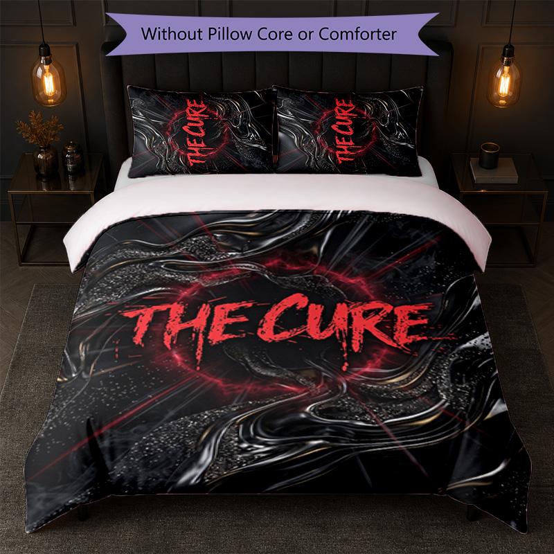 The Cure Print 3Pcs Bedding Set Duvet Cover With Two Pillowcases Soft Bed Linen For Household Bedroom