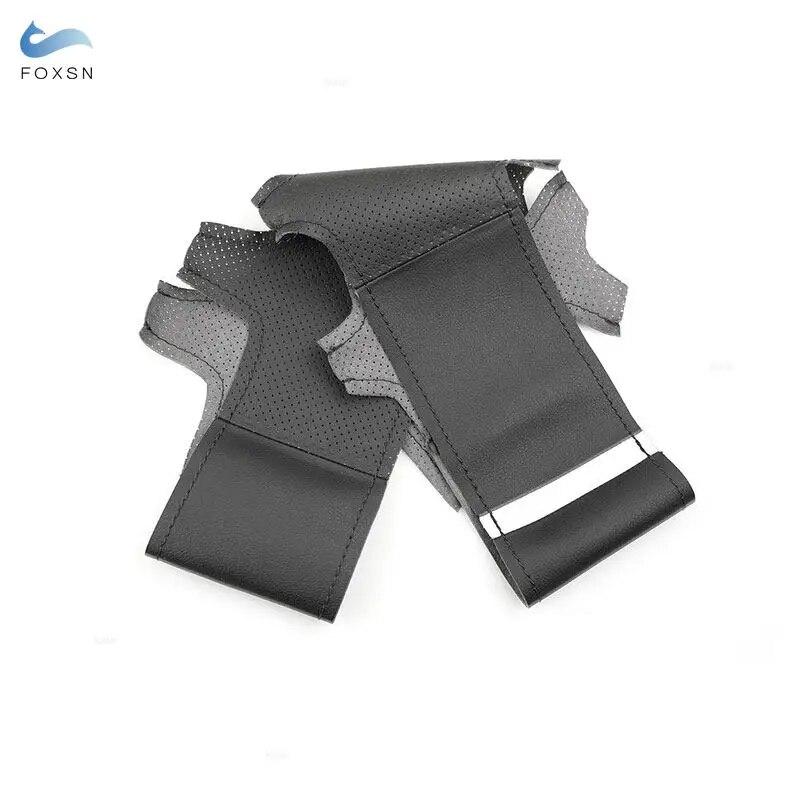 

Для Honda Fit Jazz City 2009 2010 2011 2012 2013 Insight 2010-2014 Автомобильный чехол на руль с ручной оплеткой из перфорированной кожи black line-White