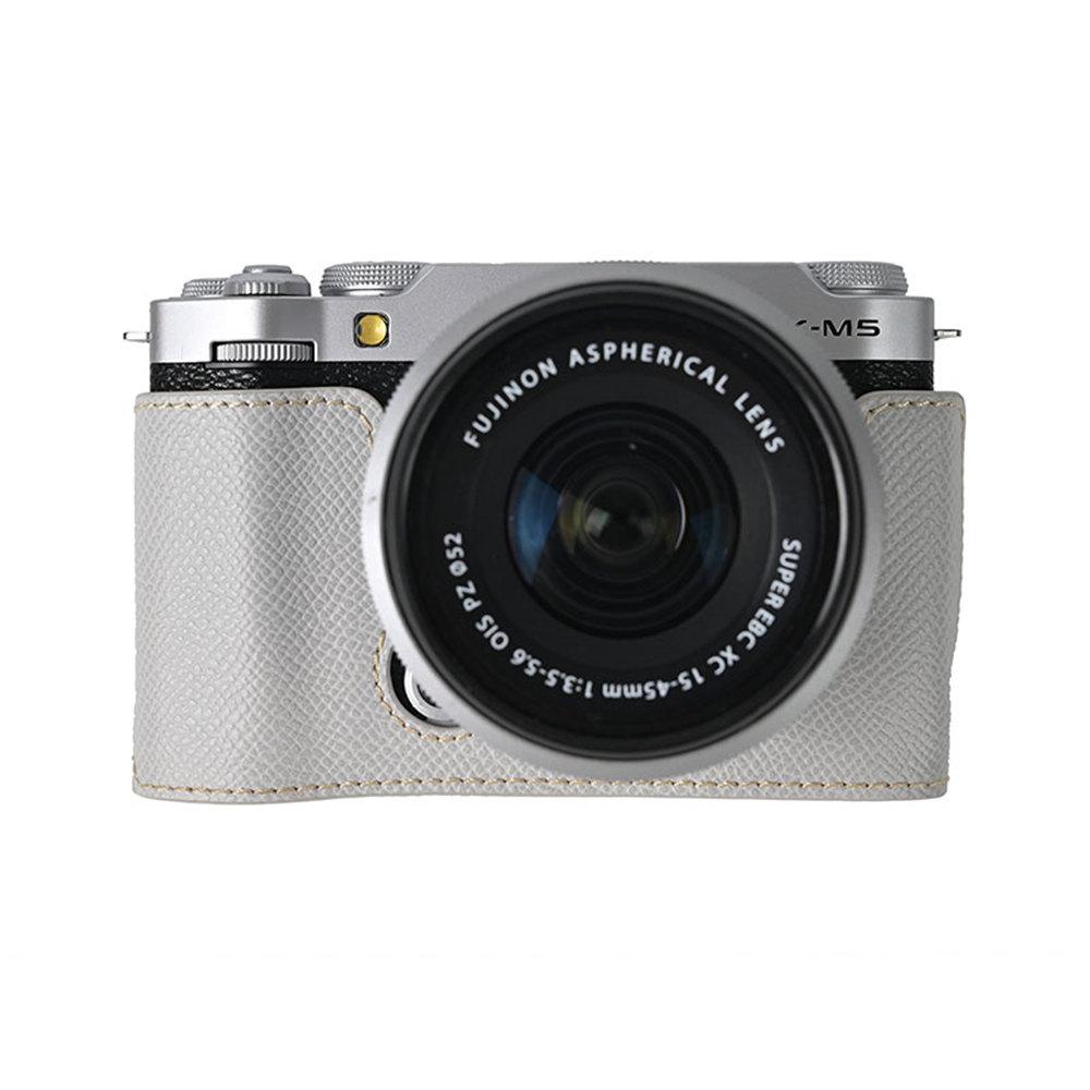 XM5 Kameratasche Palmblattmuster PU-Leder Halbkörpergehäuse für Fujifilm XM5 Fuji X-M5 Abdeckung mit Bodenöffnung