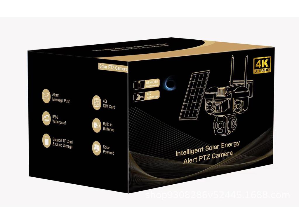 V380 Solar-Powered 4G Three-Lens Security Camera with Mobile Remote Monitor