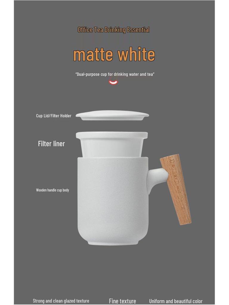 Men's Ceramic Tea Brewing Mug with Personal Filter