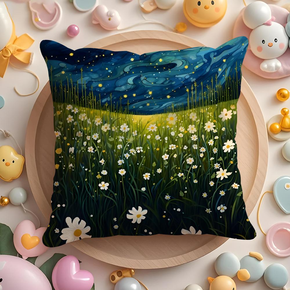 Midsummer Nights Flowers Cushion Cover Short Plush DoubleSided Printing Home Machine Washable in Warm Winter Pillow Cover