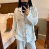 Autumn Pajamas Female Cute Plaid Comfortable Cotton Cardigan Age-Reducing Fashion Versatile Long-Sleeved Trousers Loungewear Suit