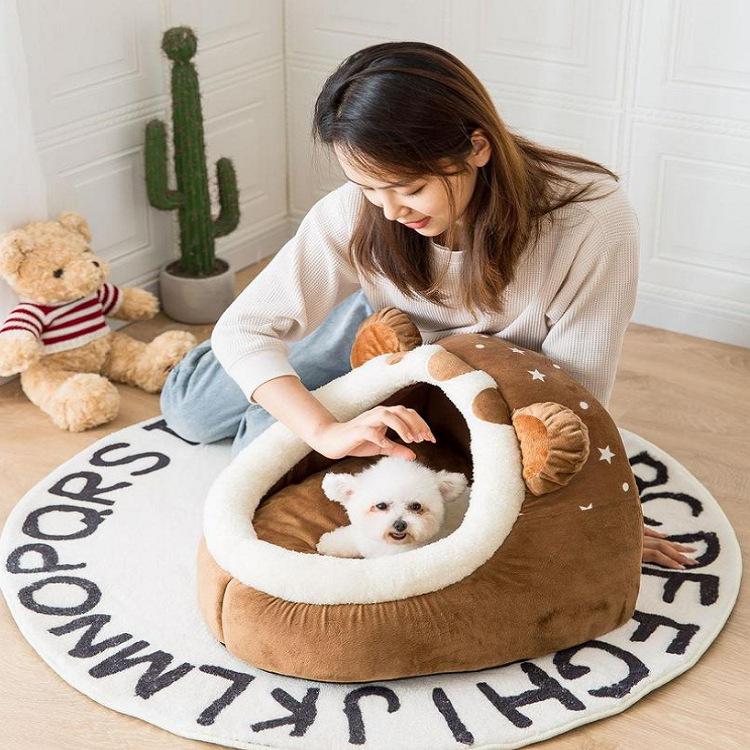 Buda dla psa i kota Półzamknięta Zimowa Ciepła Całoroczna Materac Teddy Akcesoria dla Dużych Średnich i Małych Psów