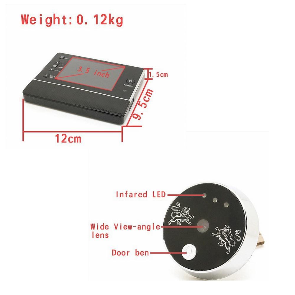 3.5 Inch Door Viewer Peephole Camera Doorbell Motion Detection IR LED Night Vision Support Taking Photos Videos Whit 4pcs batteriesAA