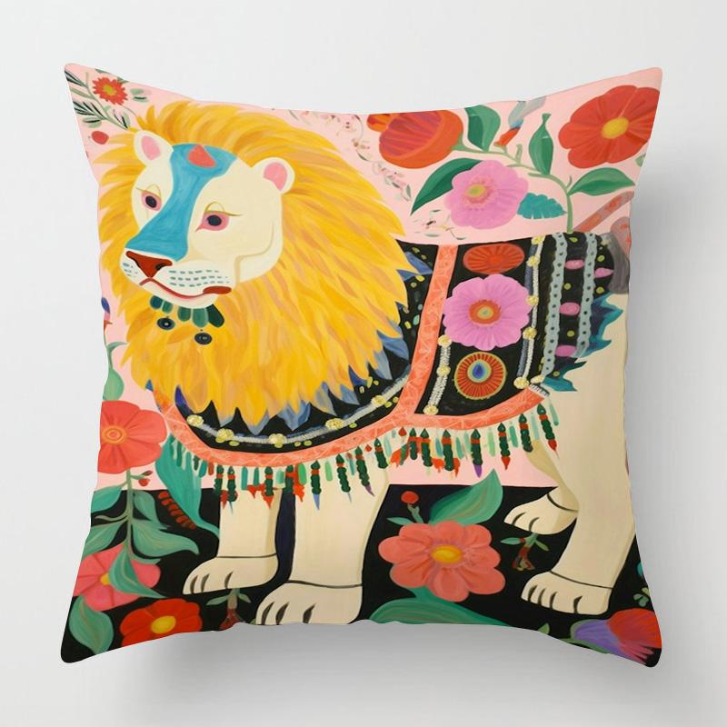 Geometric Animal Pattern Pillow Cover 18x 18 Inch Printed Cushion Cover Machine Washable Home Sofa Decoration 45x45cm