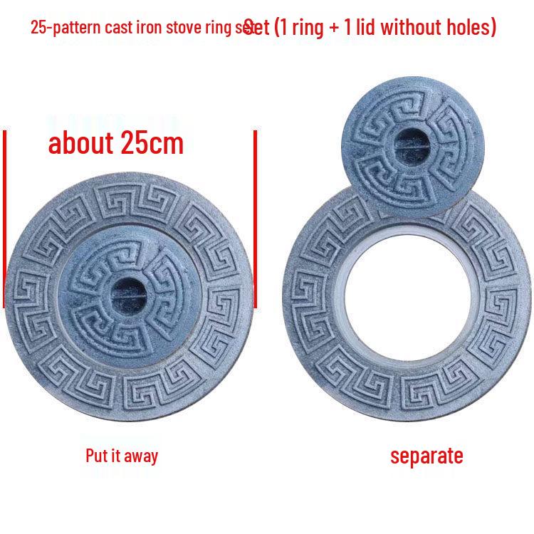 Cast Iron Firewood Stove Ring & Lid: Thickened Rustic Pot and Fire Pit Accessories