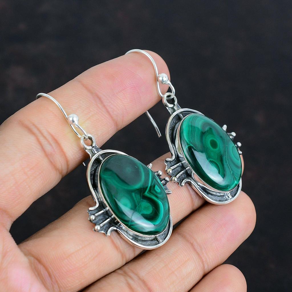 Malachite Earring Gemstone Jewelry Handmade Earrings 925 Sterling Silver Earring Dainty Malachite Jewelry Brand New Earring Engagement Gifts