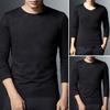 Men Thermal Shirt Fall Winter Base Layer Shirt Fleece Lined V-Neck Pullover Solid Color Warm Long Sleeve Tee Shirt for Daily Wear Sports