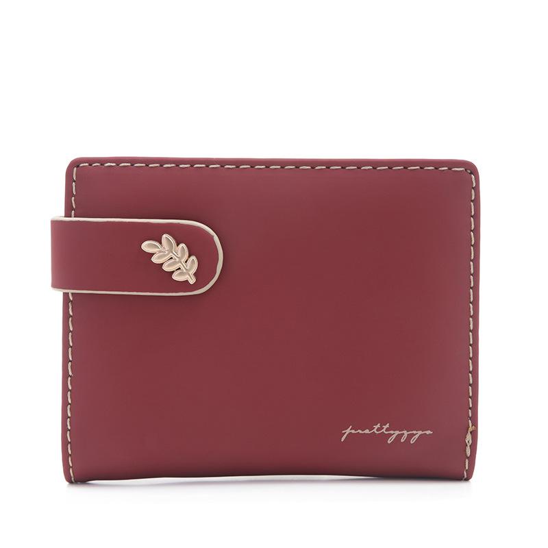 Wallet Women's Short Style Niche Fashion Personality Leaf Buckle Folding Women's Handbag