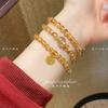 Natural Yellow Crystal Three-ring Bracelet for Women, New Chinese Style, Brings Wealth, a Gift for Girlfriend