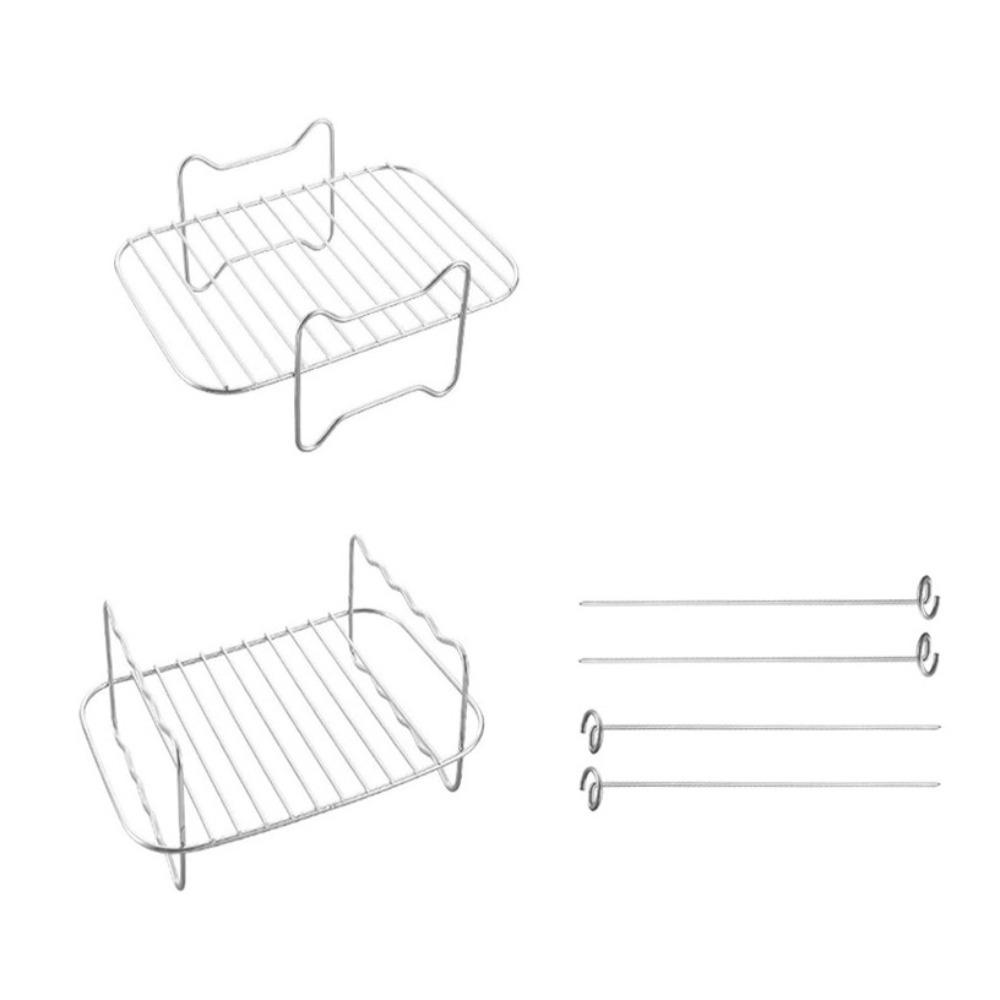 

6Pcs/Set Barbecue Net Double Layer Grill Rack Stainless Steel Baking Tray Skewers Outdoor