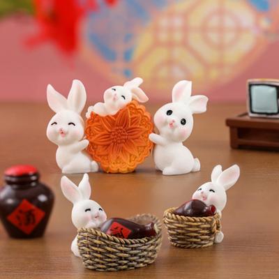 2 Peças/Conjunto Fofo Acabamento Fino Vívido Leve Pequeno Ornamento Estatueta de Coelho para Quarto Figura de Coelhinho