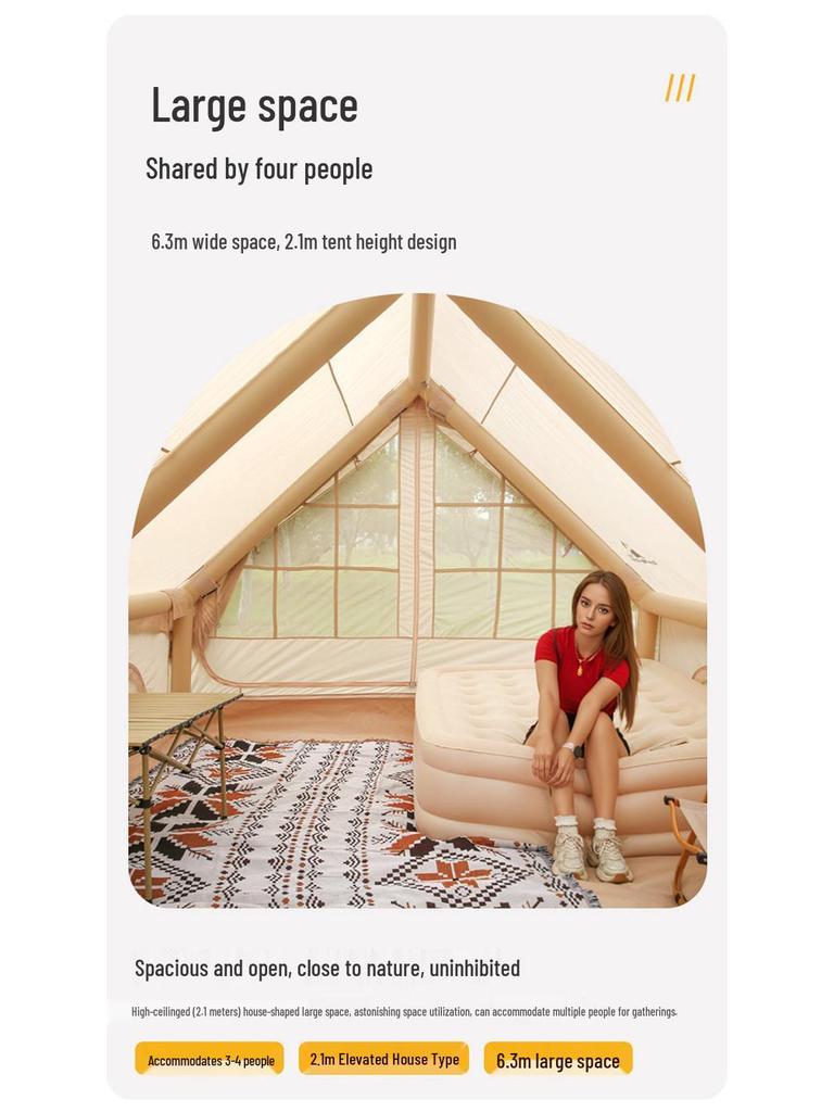 6.3 sqm Home Use Automatic Inflatable Tent, Oxford Cloth for Camping
