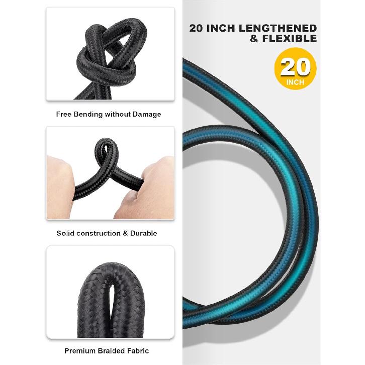 20'' Tire Inflator Hose Adapter, Lock On Air Chuck W/Converting Nuts & Presta Valve Adaptor For Air Compressor, Schrader Valve Adapter For Tire