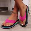 Fashion Women Slippers Rainbow Color Platform Flip Flops Summer Thick Sole Slippers Lightweight Wedges Sandals Beach Shoes Slides Women