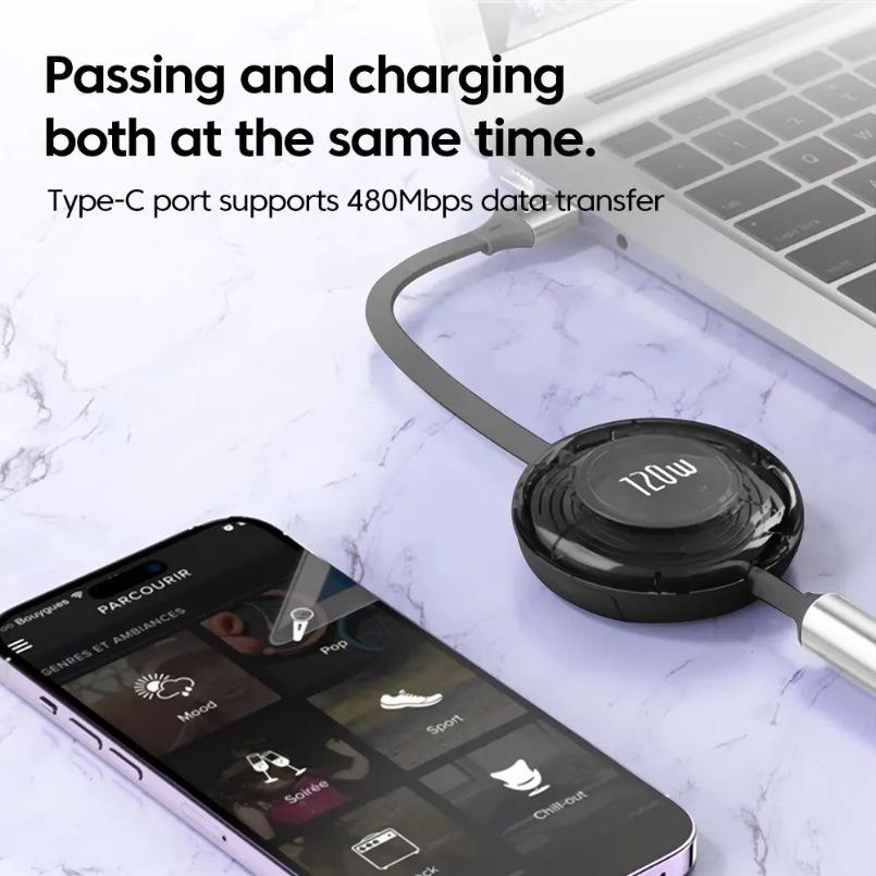 120W 3 in 1 USB Cable Micro USB Type C 6A Mobile Cellphone Charging For iPhone Samsung Xiaomi Phone Charger Data Cord Wire