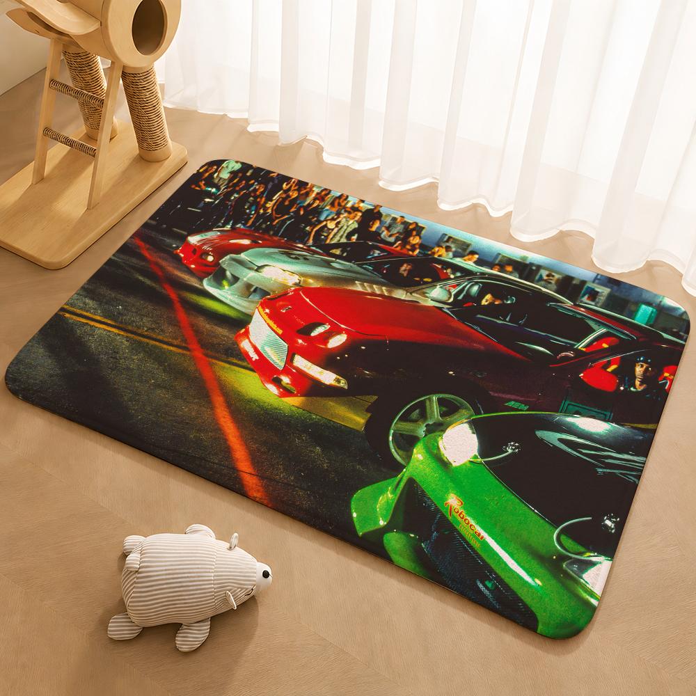 The Fast And The Furious Movie Floor Mat Floor Mat Soft Flannel Non-Slip Door  Rug for Living Room