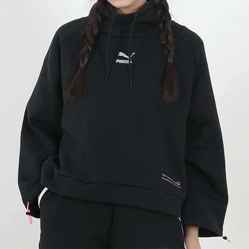 Puma Sweatshirts Women's Black Stand Collar Moderate Regular 530299-01