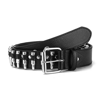 Rivet Hollow Bullet Decoration Belt  Ladies Leather Studded Gift Man'S Goth Rock Wild Adjustable Women Punk Black Belt